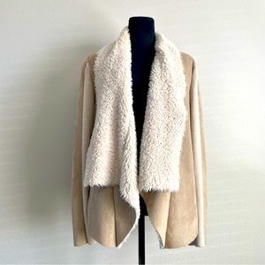 INC international concepts faux suede shearling tan women’s coat. Size Large